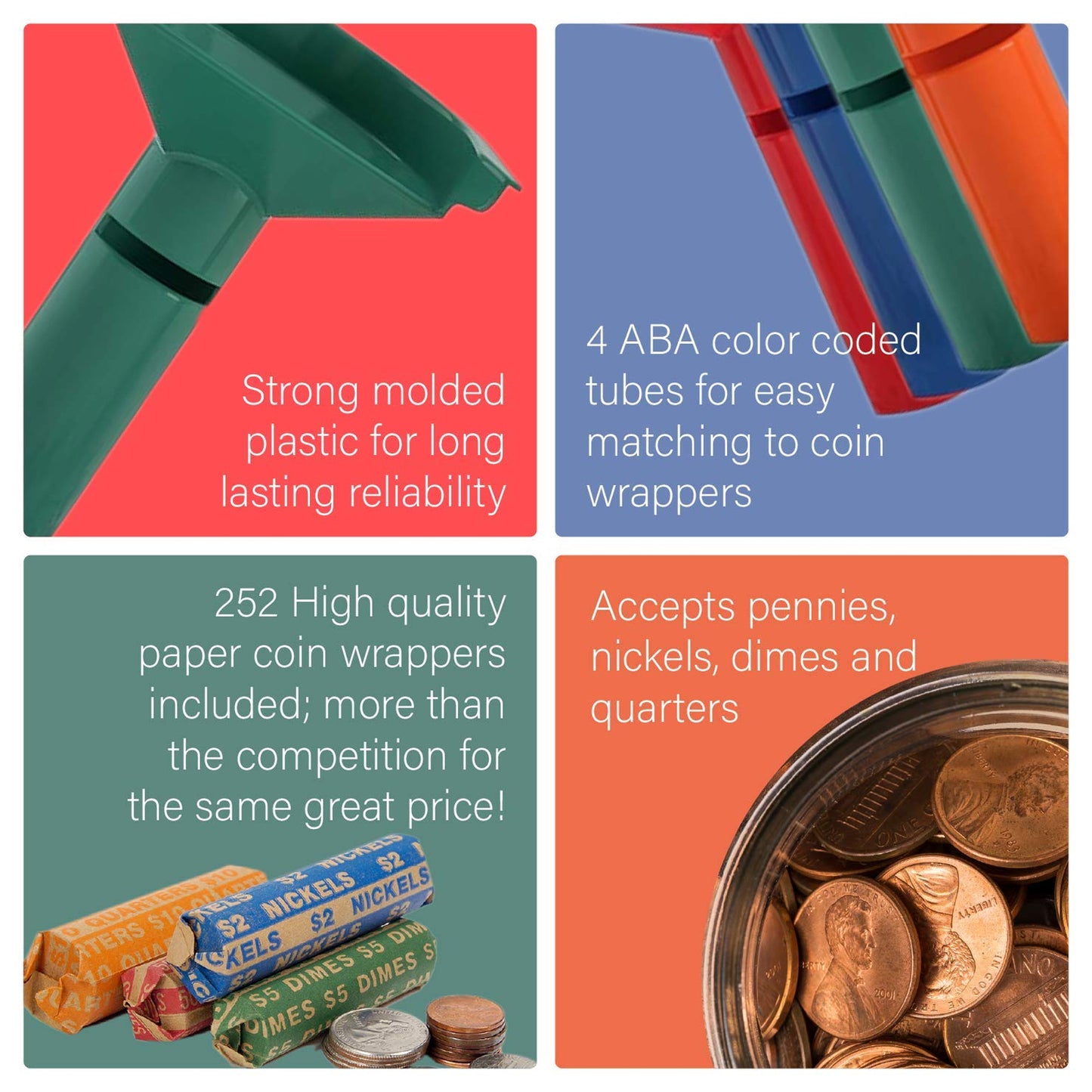 Coin Tubes with 252 wrappers