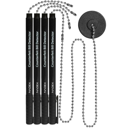 Counterfeit Pen and Ball Chain with Base, 4 Pen, 1 Base