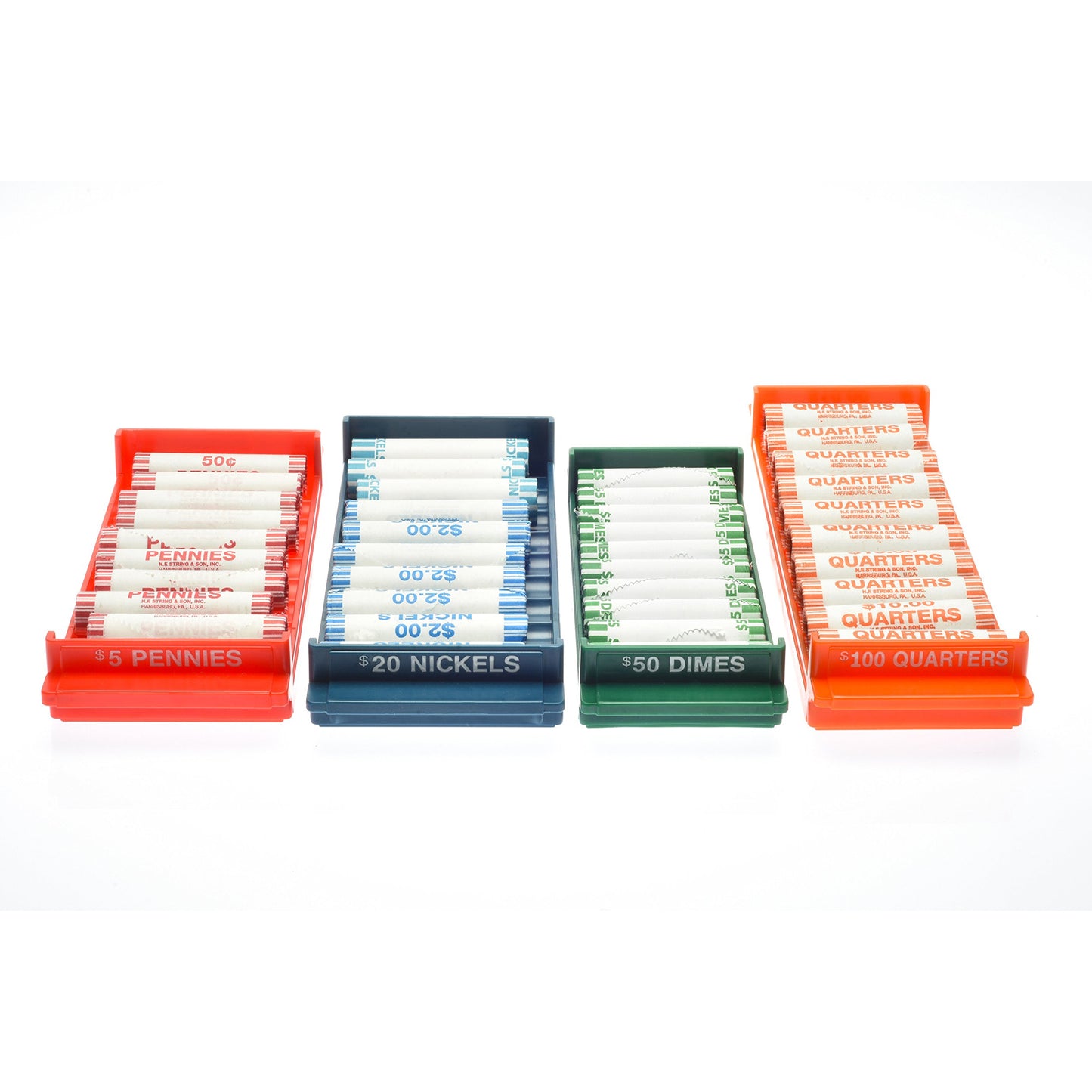 Rolled Coin Storage Trays and Boxes, 8 Piece Set