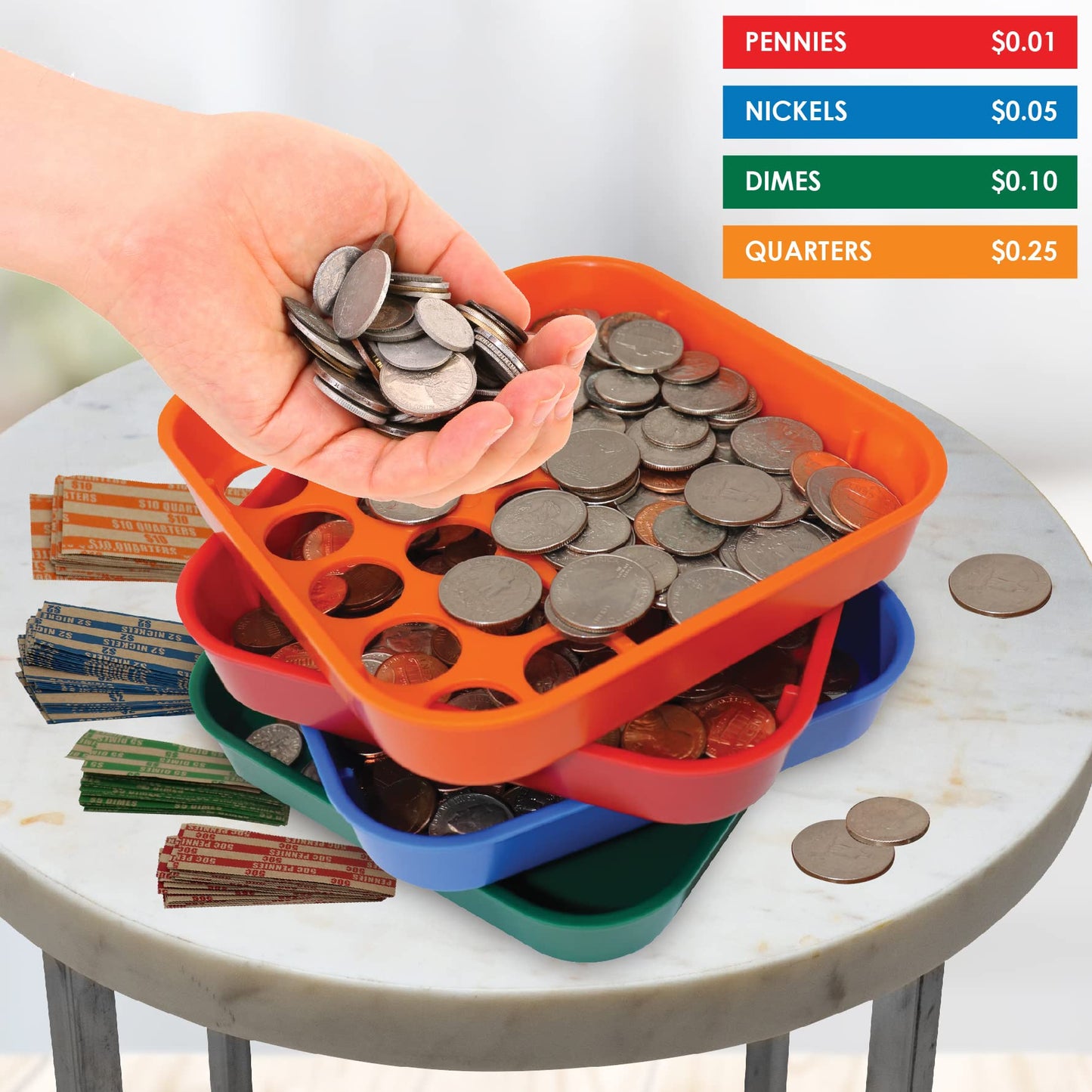 4 Coin Sorting Trays Set