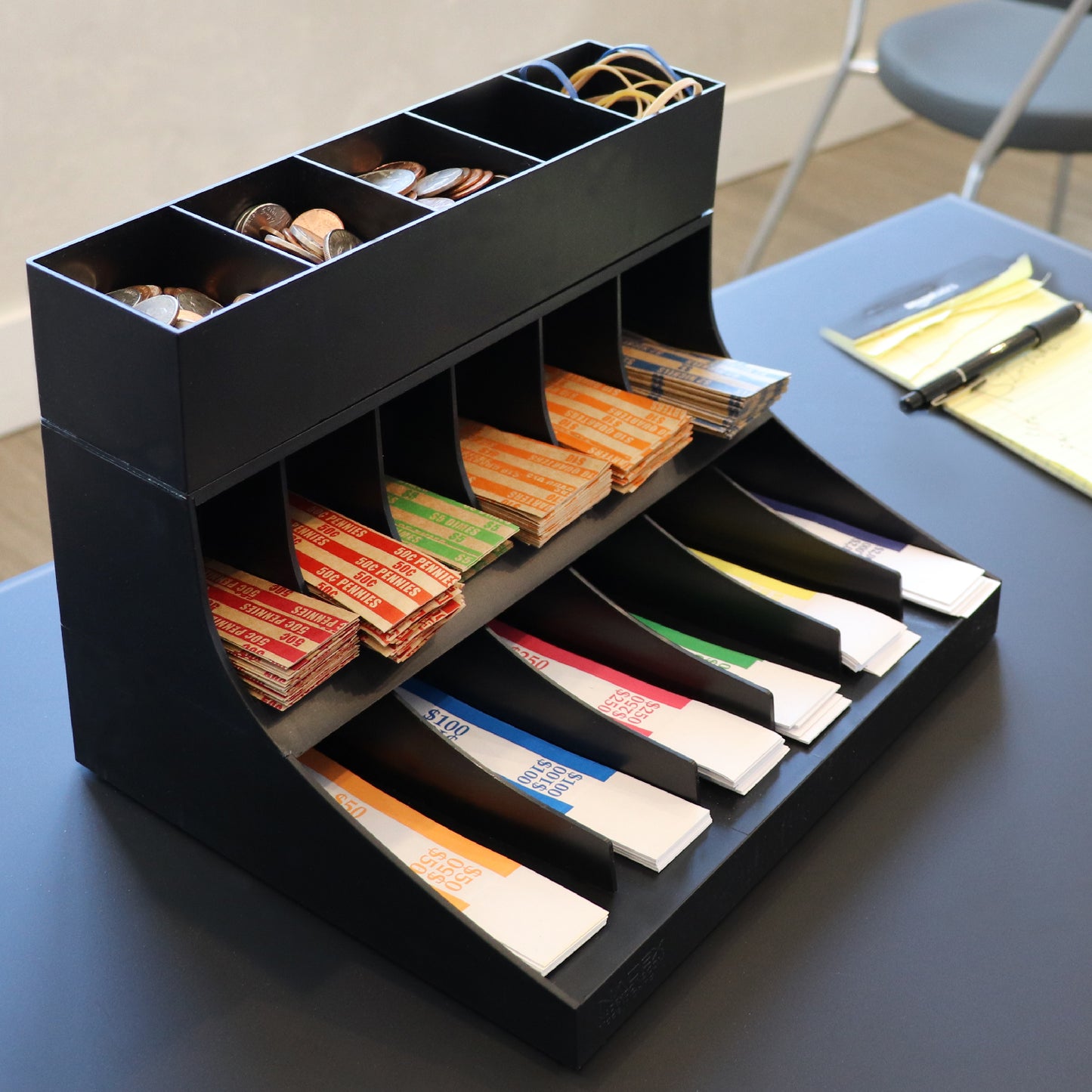 3 Tier Coin and Cash Wrapper Organizer Black