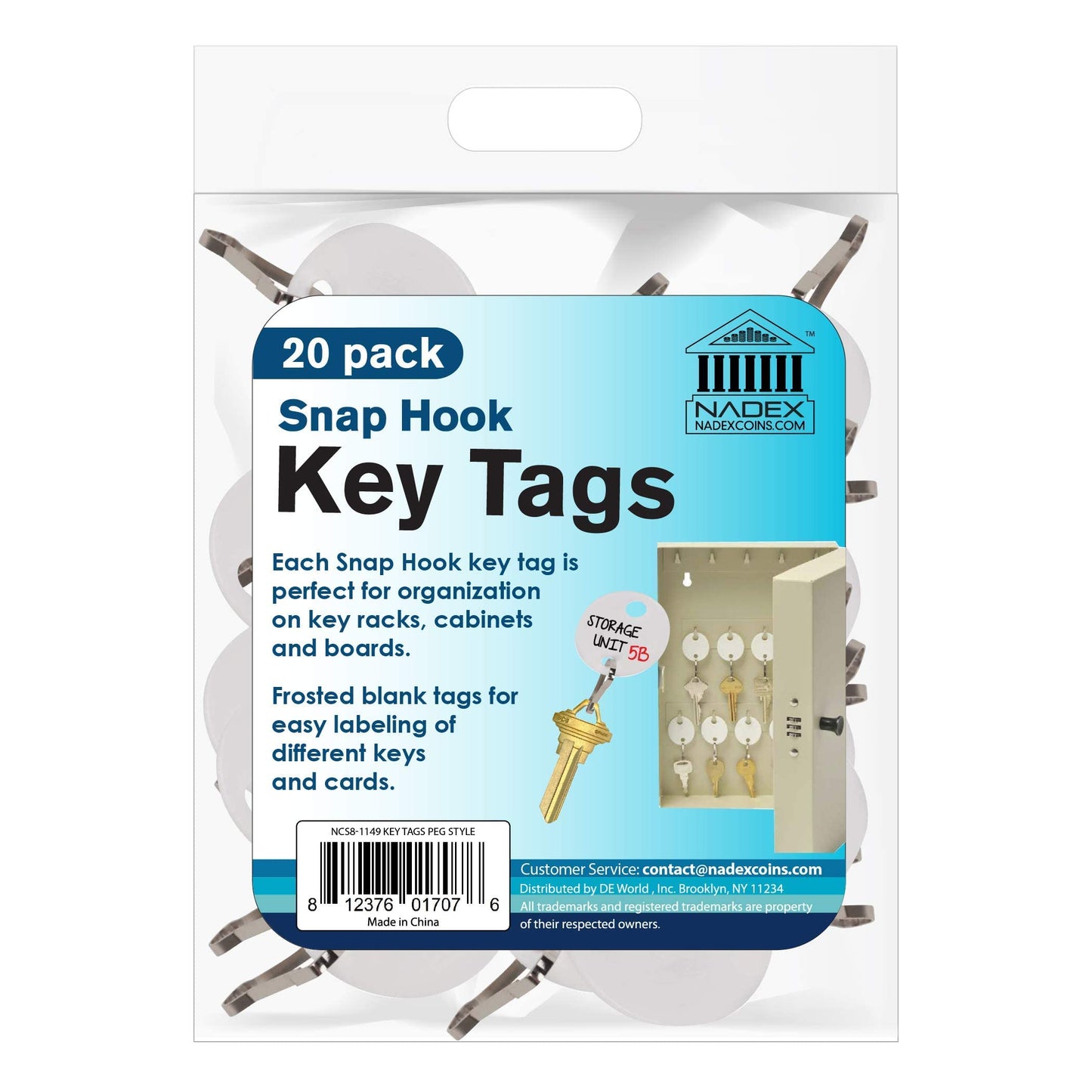 Round Snap Hook Key Tags, 20-Pack