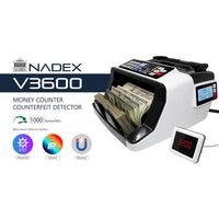 Nadex V3600 high speed bill counter with UV MG IR counterfeit detection