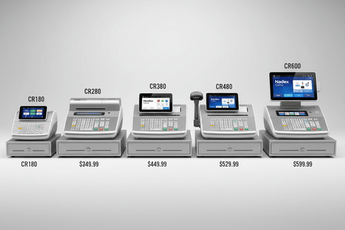 Nadex Coins cash register cost for small business ranging from CR180 at 249.99 to CR600 at 599.99