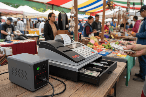 Nadex CR360 cash register for pop-up shops working without internet processing cash transactions locally