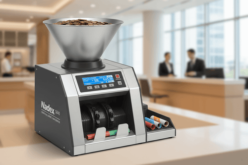 Nadex S540 best coin counting machine for bank or credit union with automated roll batching and wrapping