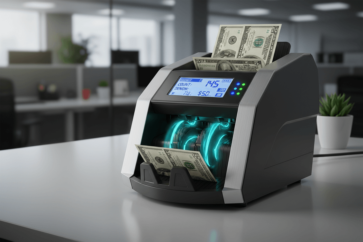 Bill counter using magnetic ink detection to verify US currency authenticity