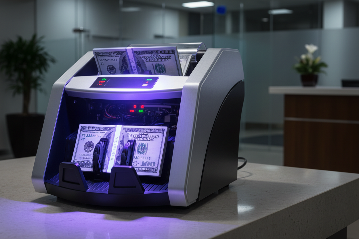 How do you detect counterfeit bills with UV, MG, and IR?