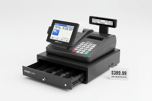 Nadex CR360 best cash register for small business in 2026 with dual display lockable steel drawer and serial port