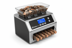 Nadex S540 coin sorter and coin wrapper combined machine sorting counting and wrapping US coins for bank deposits