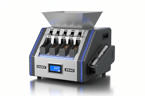 Nadex S540 coin sorting equipment for financial institutions with integrated sorting counting and wrapping