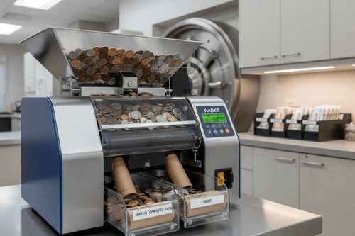 Nadex S540 best coin counting machine for bank or credit union with standard roll batching and wrapping