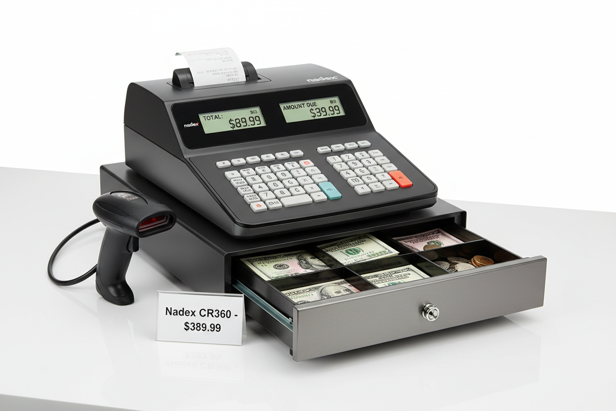 Nadex CR360 review best electronic cash register for small business with 4700 PLUs serial port and no subscription fees