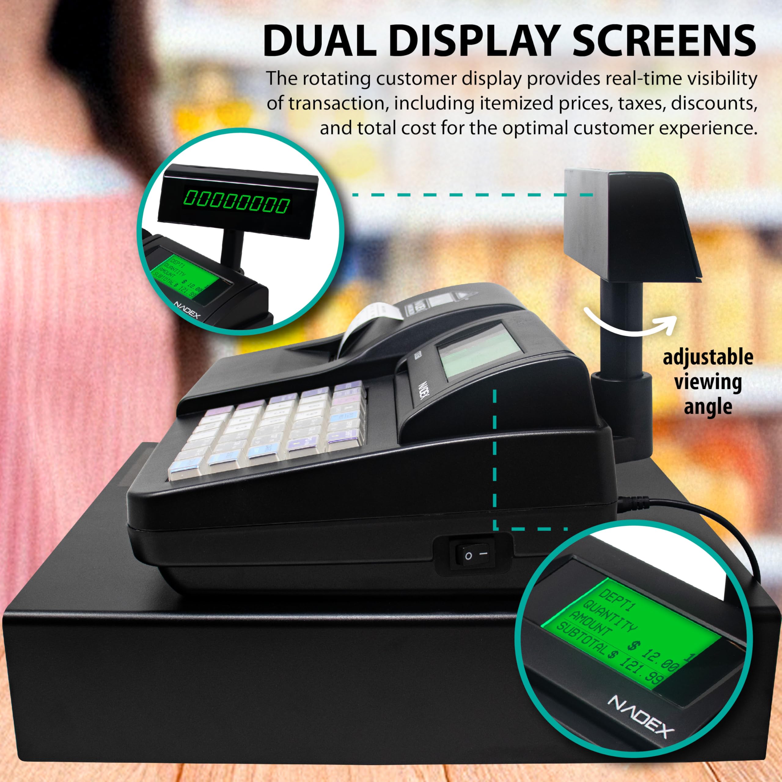 Nadex CR260 Cash Register, Steel Drawer, Fast Printing, User-Friendly
