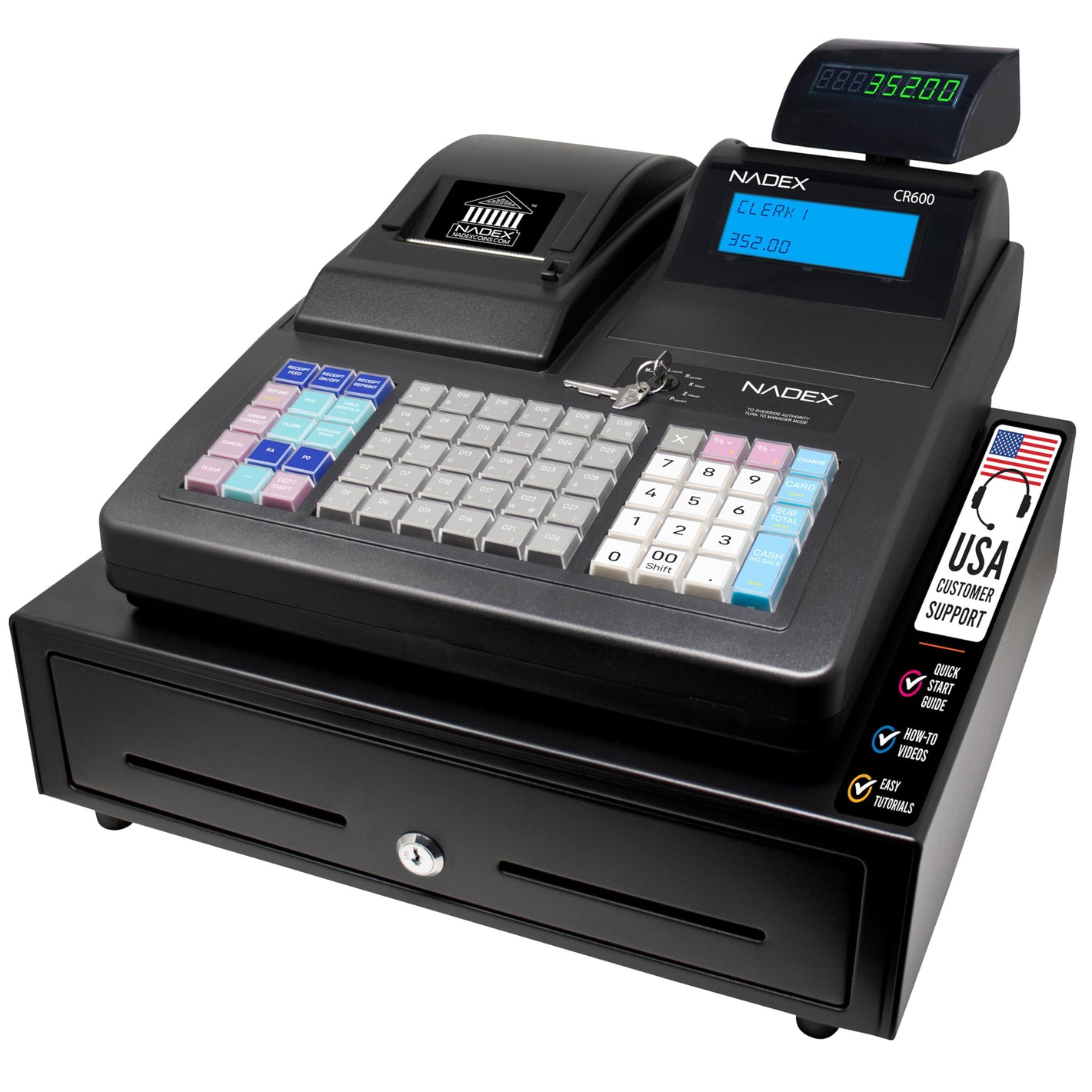 Nadex CR600 Electronic Cash Register, Black