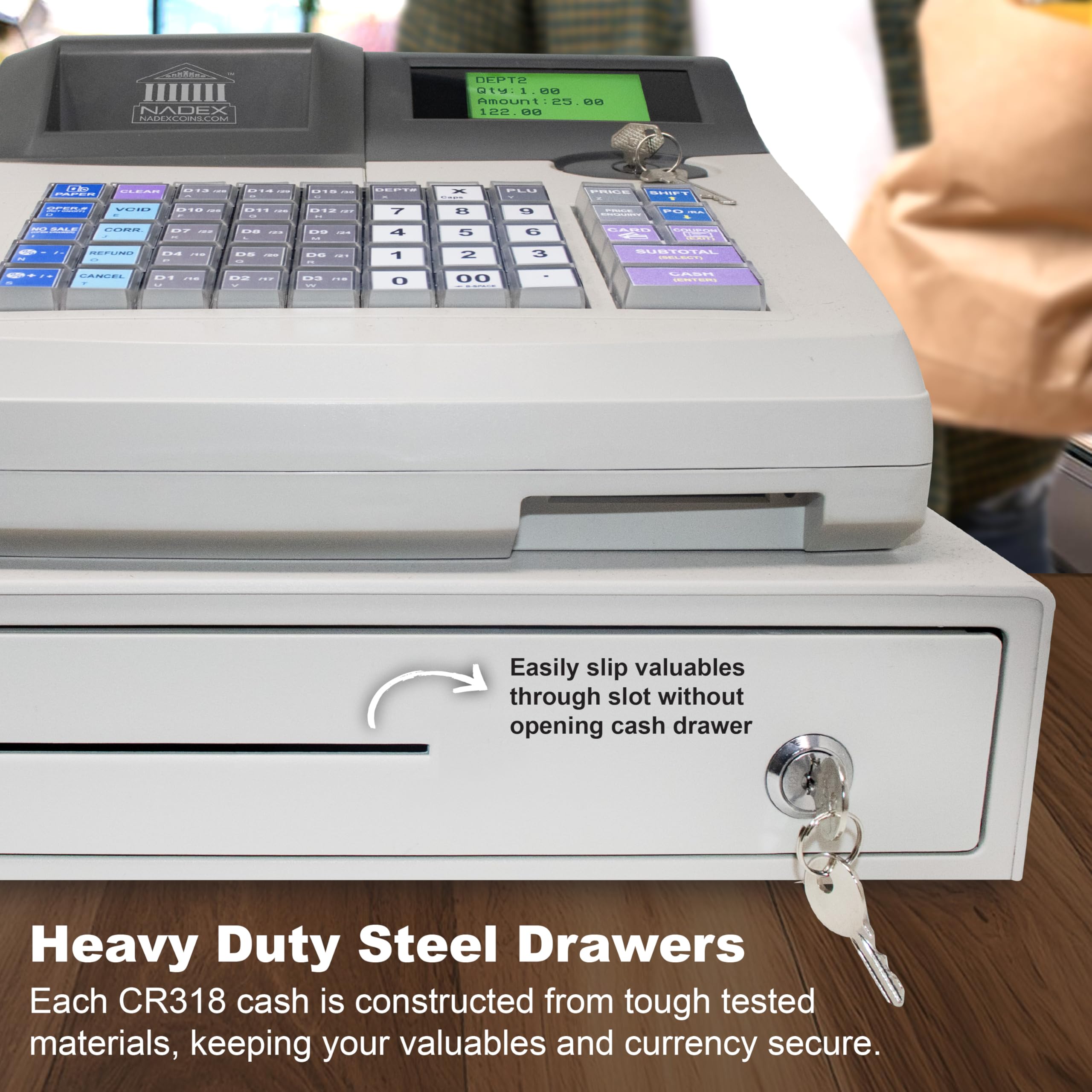 Nadex CR318 Cash Register, Thermal Printer, Steel Drawer, Multi-Clerk