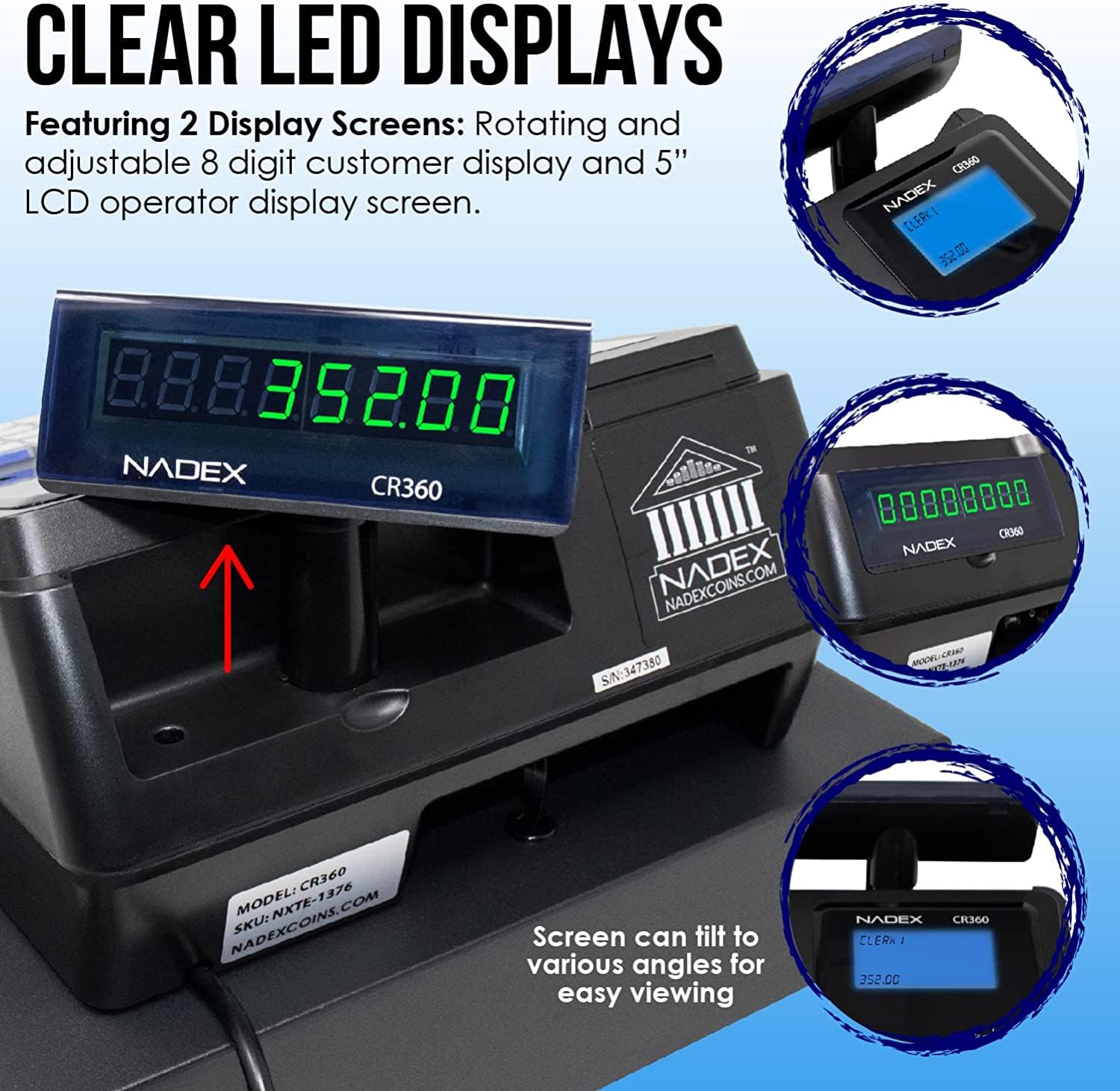 Nadex CR360 cash register in use at retail store counter