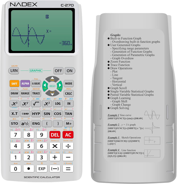 Nadex scientific calculator silver front view