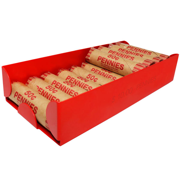 Nadex aluminium coin tray for pennies red ABA color coded for cash handling