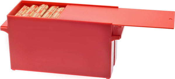 Large capacity rolled coin storage box red front view