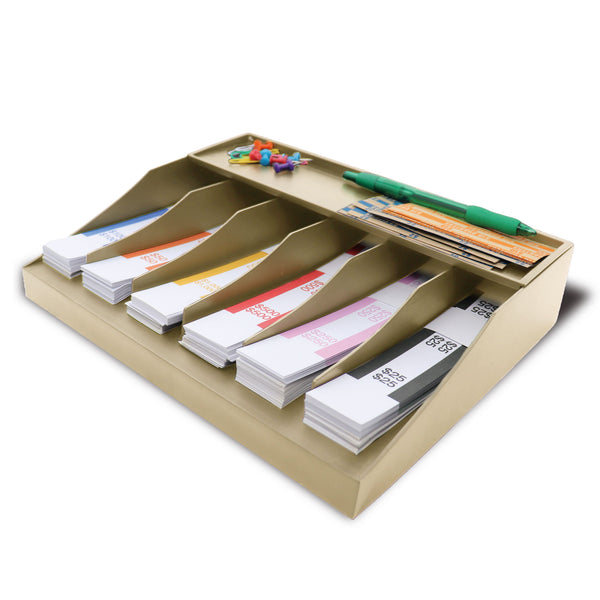 Nadex cash wrapper organizer beige single tier for coin rolls and currency storage