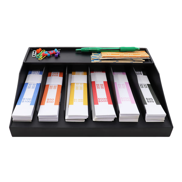 Nadex cash wrapper organizer black single tier for coin rolls and currency storage