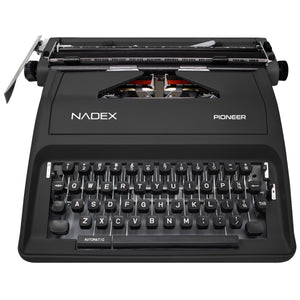 Nadex Pioneer Manual Typewriter, Durable Travel Case Included, Black