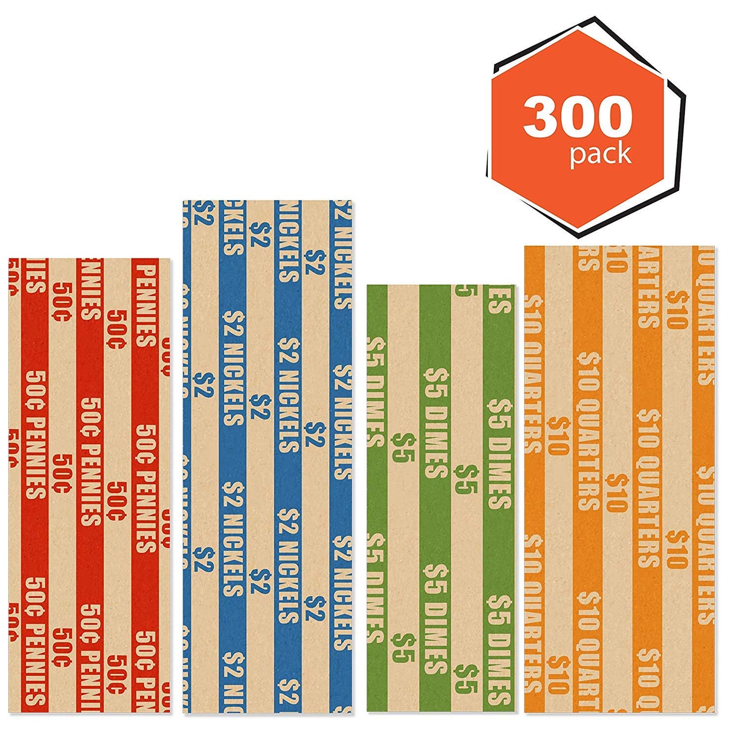300 Flat Striped Coin Wrappers