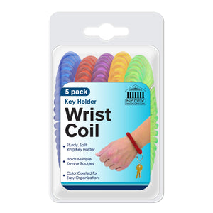 Assorted Colors Wrist Key Coils, 5-Pack