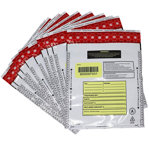 Nadex 9x12 opaque deposit bags 100 pack tamper evident for cash drops