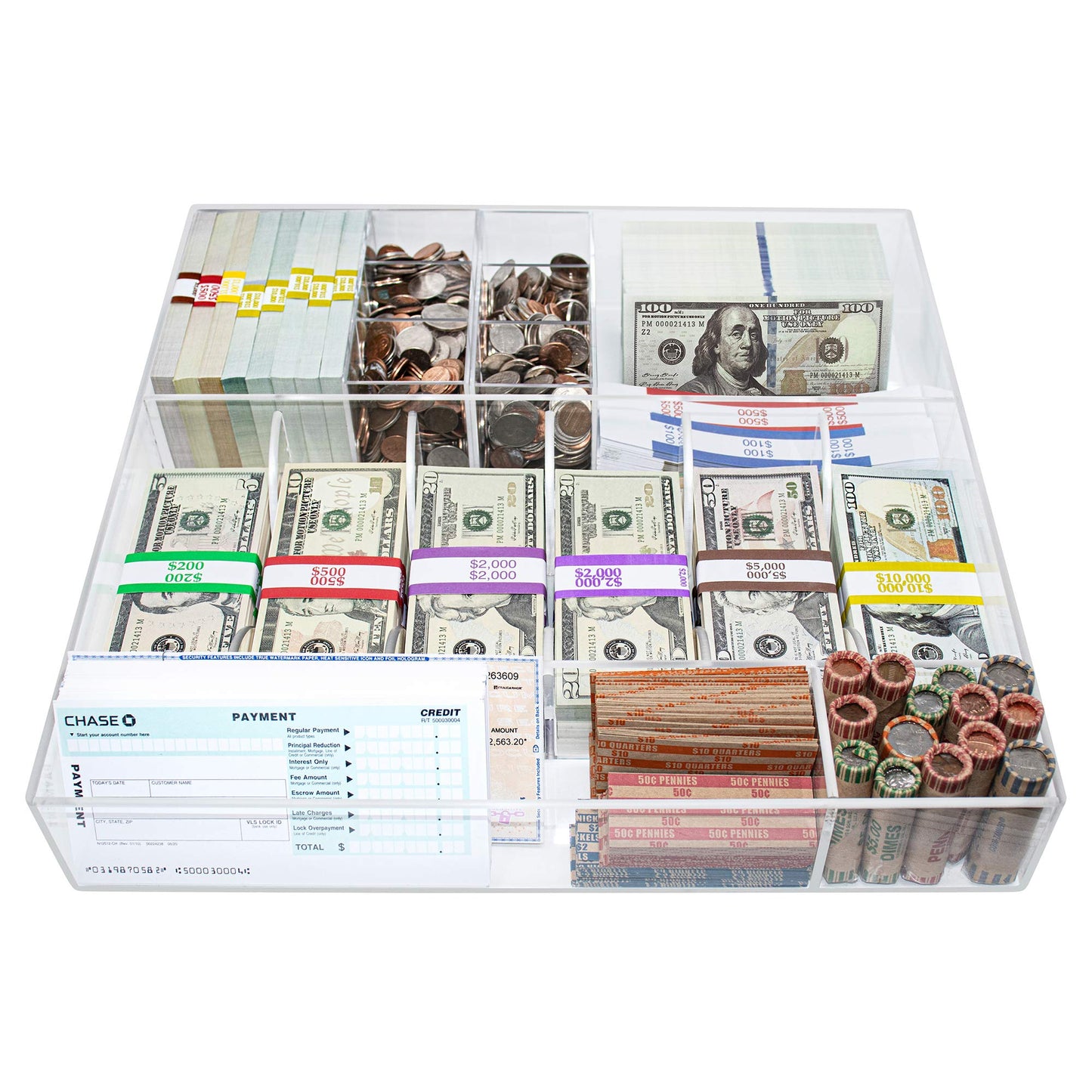 Acrylic 8 Compartment Currency Tray
