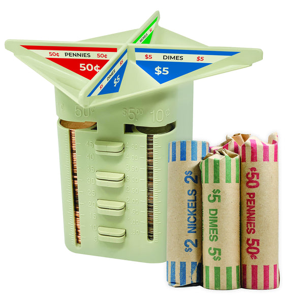 Nadex coin tender machine for dispensing and counting US coins by denomination