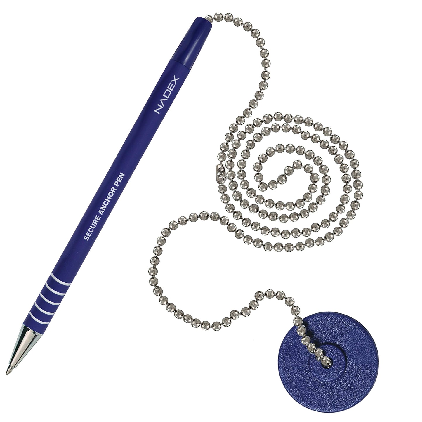 Security Chain Security Pen, 4 Pens, 1 Base, 5 refills, blue