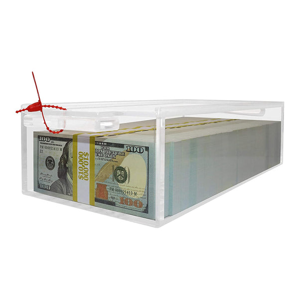 Nadex acrylic 1 compartment currency box for secure bill and cash storage