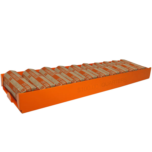 Nadex aluminium coin tray for quarters orange ABA color coded for cash handling