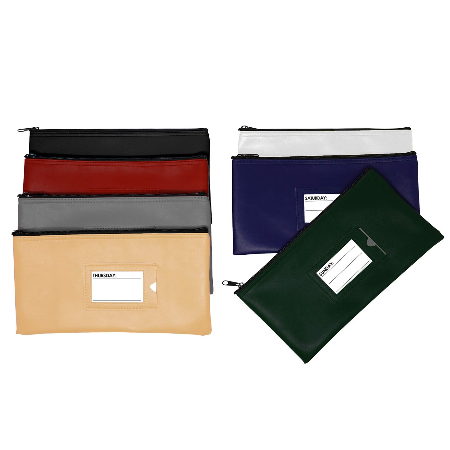 Multicolor 7 Days Bank Deposit Cash and Coin Pouches, Multicolor