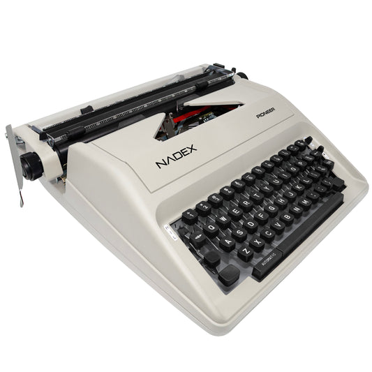 Nadex Pioneer Manual Typewriter,Durable Travel Case Included, Ivory