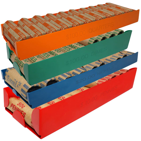 Nadex aluminium coin tray 4 pack assorted with all four ABA colour coded denominations
