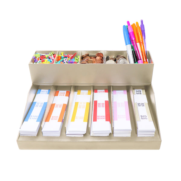 Nadex 2 tier cash wrapper organizer beige for currency rolls and bill storage