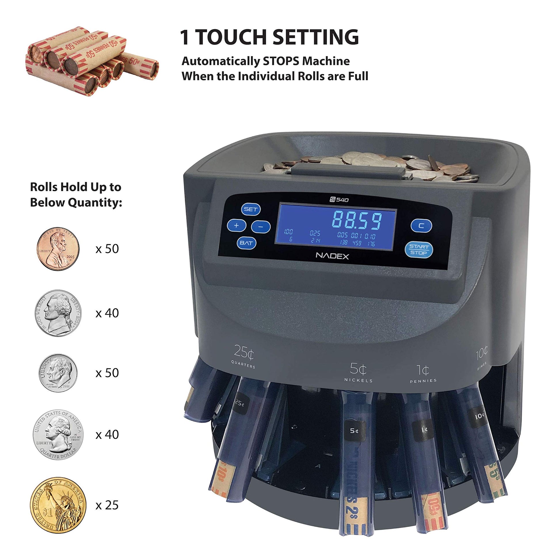 Automatic Coin Sorter Commercial Money Cash Change Sorter Machine
