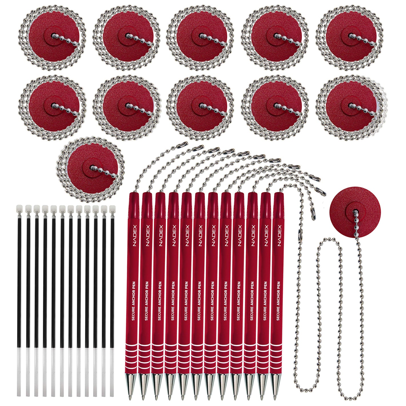 Security Pens, 12 Pens, 12 Mounts, 12 refills, Red