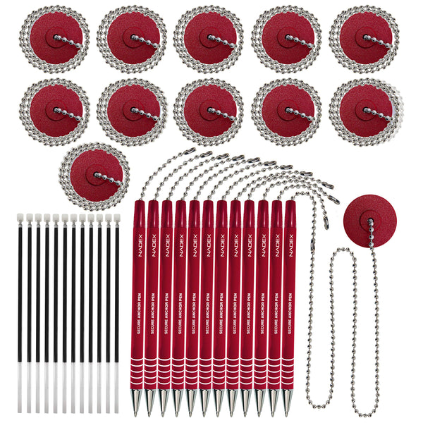 Nadex red security pens 12 pack with mounts and refills for retail counters