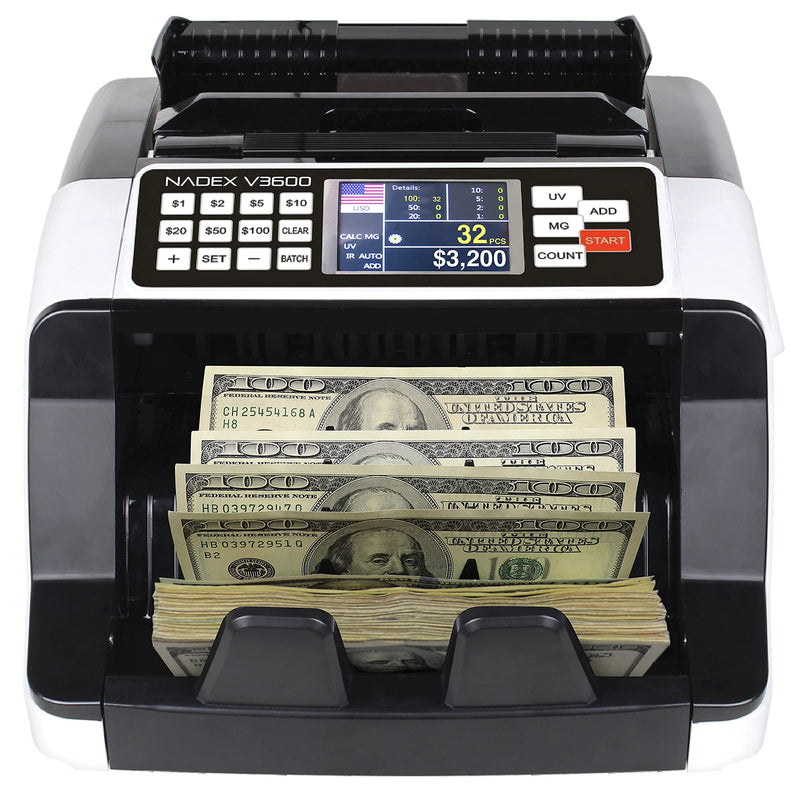 Nadex V3600 value display money counter and counterfeit detector high speed