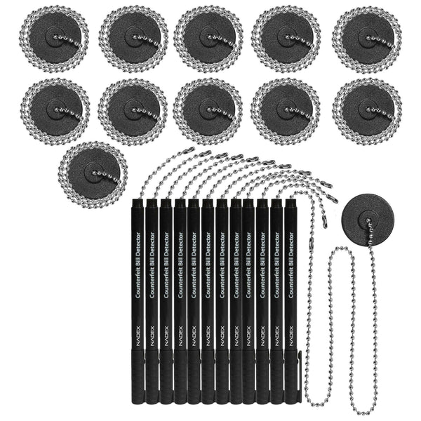 Nadex counterfeit pen and ball chain with base 12 pack for retail cash registers