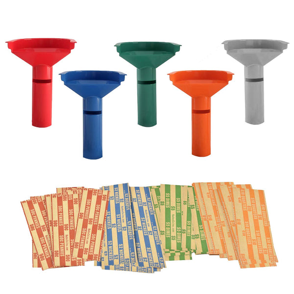 Nadex 5 easy wrap coin tube set with 110 wrappers for all US coin denominations