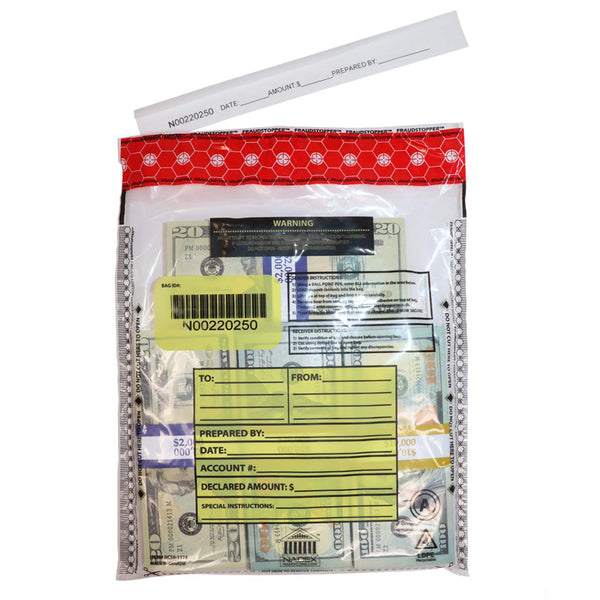 Nadex 9x12 clear deposit bags 100 pack tamper evident for cash drops