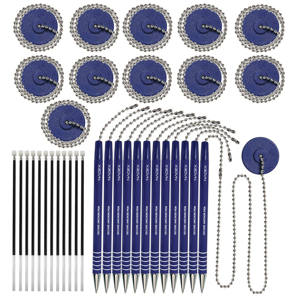 Nadex blue security pens 12 pack with mounts and refills for retail counters