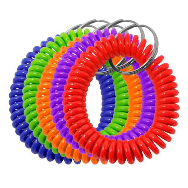 Nadex assorted colors wrist key coils 5 pack retractable coil keychains