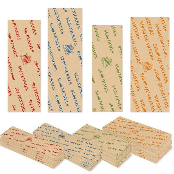 Nadex 500 pack flat italic coin wrappers for US coin roll storage