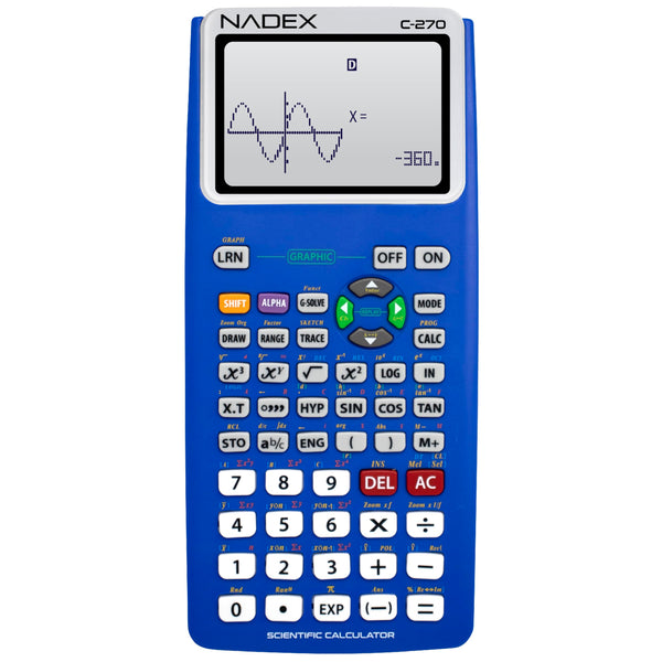Nadex scientific calculator blue front view